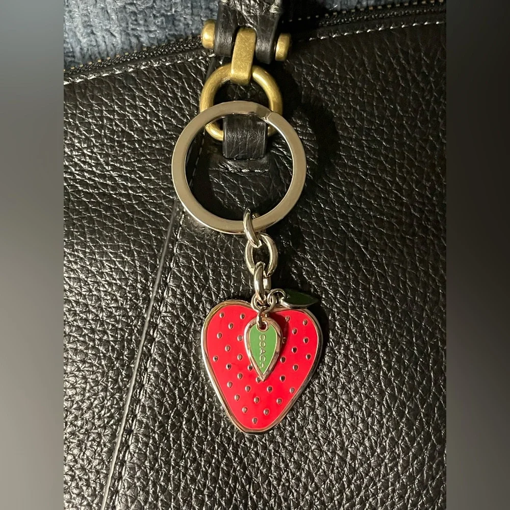 COACH Silver Tone Metal Enamel Strawberry Keychain/Bag Charm - Picture 7 of 7